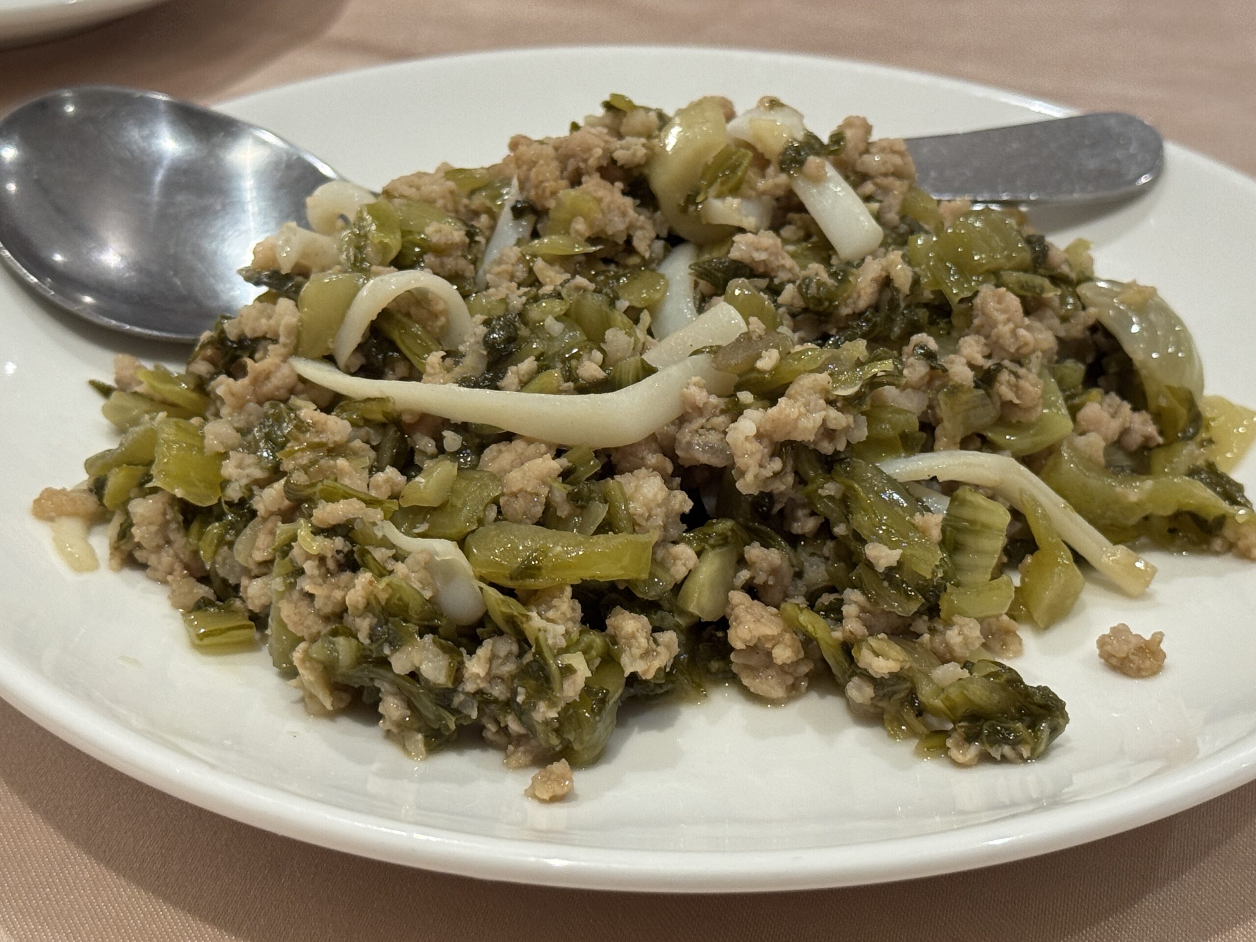 高菜とひき肉のいか炒め